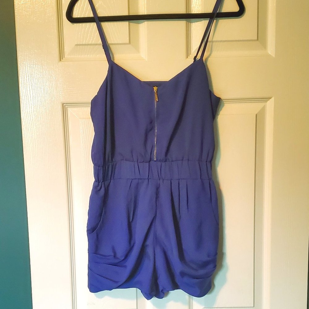 Royal Blue Playsuit with Gold Zipper